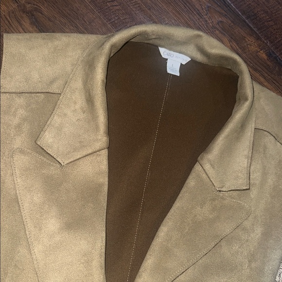 Cato Sleeveless Tan Suede Vest with Belt - Picture 2 of 5